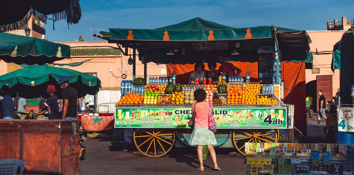 juice stalls on Jemaa el Fna in Marrakech