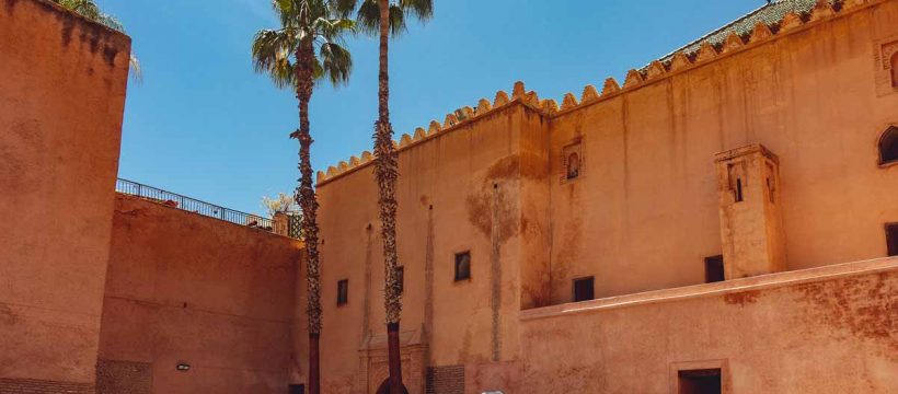 Tourists on a walking tour in Marrakech