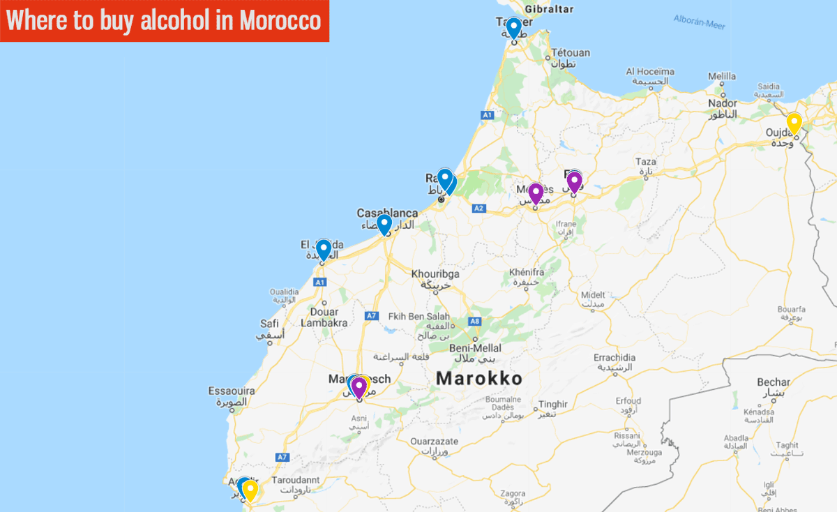 Map_ Where to buy alcohol in Morocco