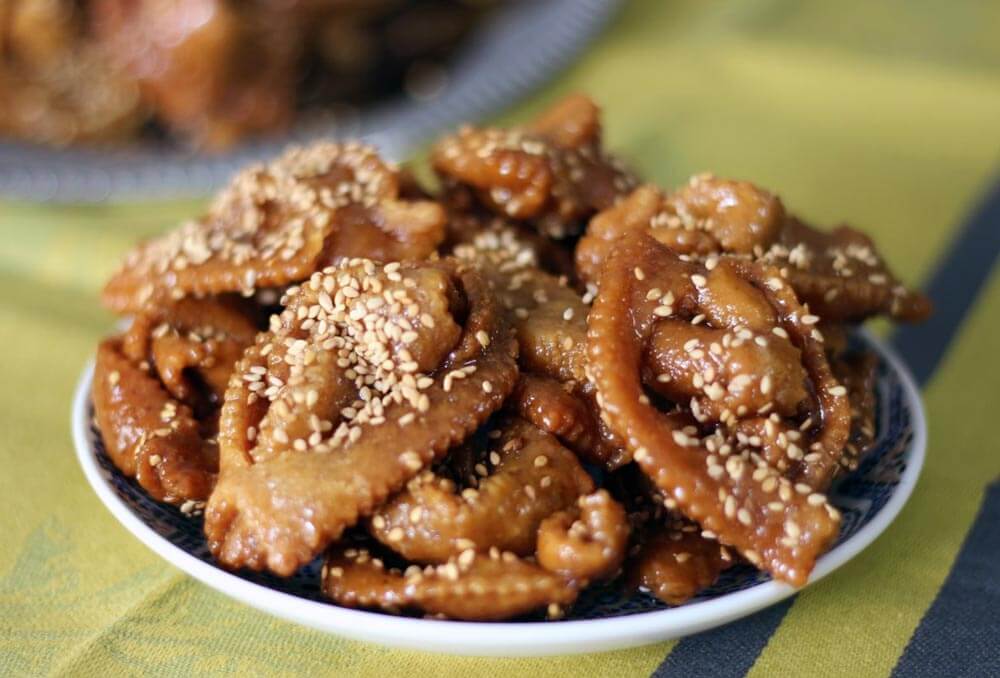 Chebakia, sweet pastries eaten when breaking the fast in Morocco