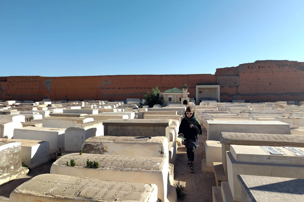 jewish cementary with kids in morocco
